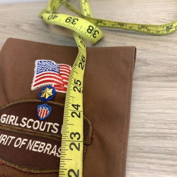 Vintage Girl Scouts Sash X-Long and Badges U.S.A Brown - Picture 10 of 12